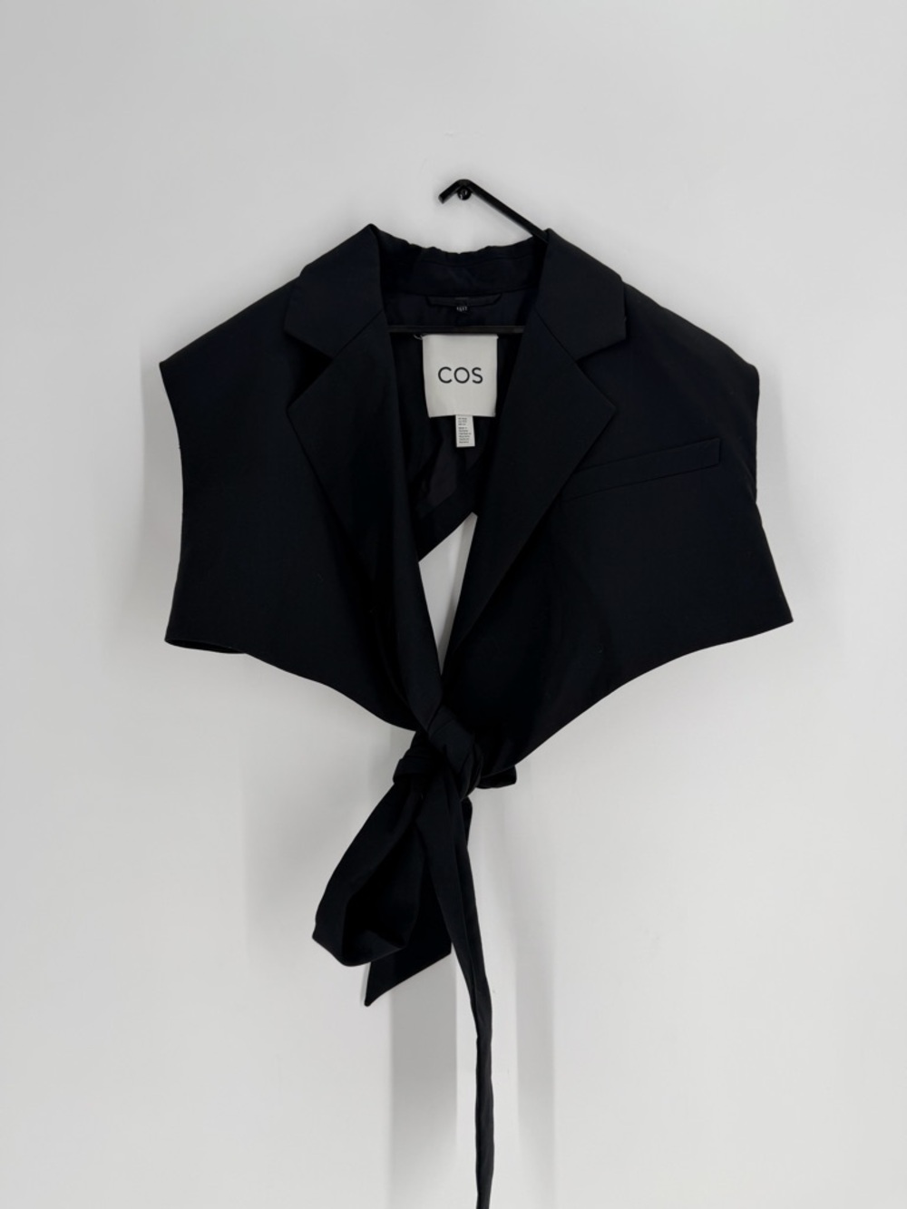 Cos Open Back Wrap Tie Waistcoat Black Wool Vest